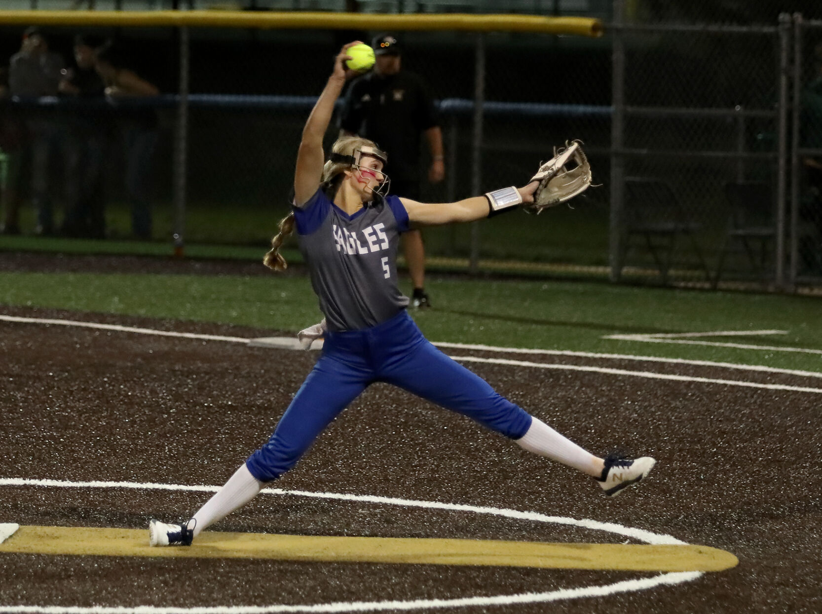 Grain Valley senior Avery Huffman pitches